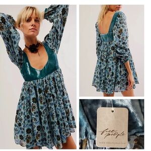 Free People NWOT Marsha Mini Dress in the Color Lake Como XS